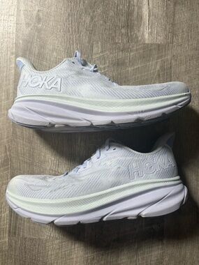 HOKA Clifton 9 Womens Running Shoes Frost Blue Size 10.5B Cushion Shoe